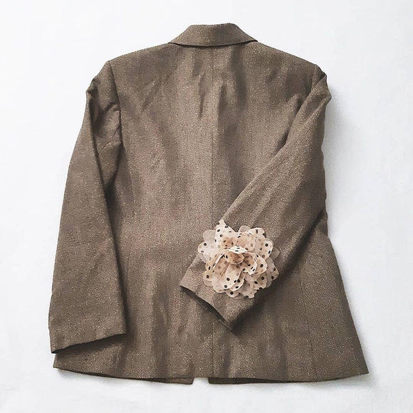 JONES NEW Y Brown Wool Blend Gold Metallic Jacket - Picture 5 of 11